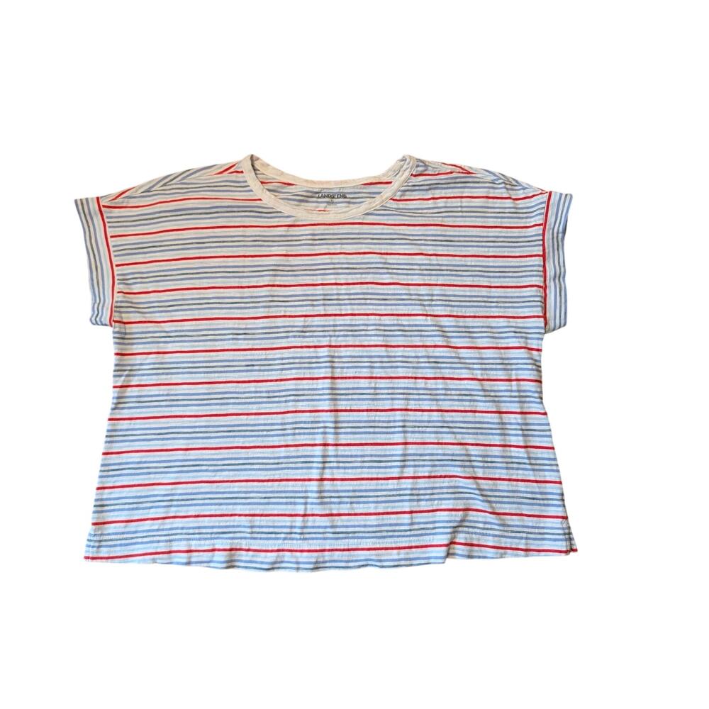 Lands, End women's cropped wide fitting t-shirt, XL, Patriotic Fourth of July
